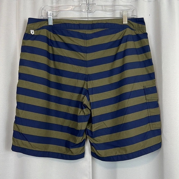 J. CREW Men W34 Long Board Shorts Swim Trunk Stripe Cargo Drawstring Velcro Tie - Picture 2 of 8